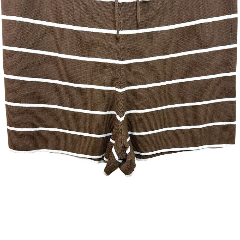 La Ligne - Women's 'Leo' Knit Shorts, High-Rise, Stripe - Tan/Cream, Large - Picture 7 of 12